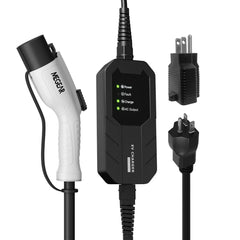 MEGEAR Level 1-2 J1772 EV Charger | 16 Amp | NEMA 6-20 Plug &Nema 5-15 Adapter