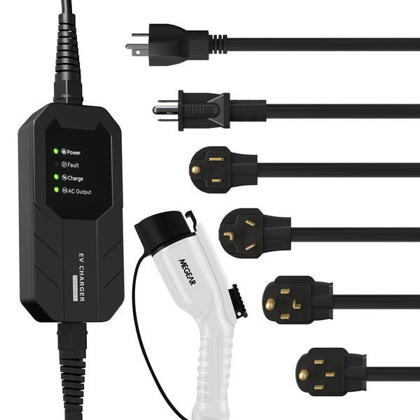 MEGEAR Level 1-2 J1772 EV Charger | 110-240V | 16 Amp | NEMA 6-20 Plug With Five Adapters