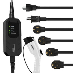 MEGEAR Level 1-2 J1772 EV Charger | 110-240V | 16 Amp | NEMA 6-20 Plug With Five Adapters
