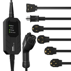MEGEAR Level 1-2 J1772 EV Charger | 110-240V | 16 Amp | NEMA 6-20 Plug With Five Adapters