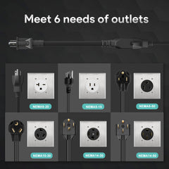 MEGEAR Level 1-2 J1772 EV Charger | 110-240V | 16 Amp | NEMA 6-20 Plug With Five Adapters