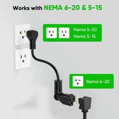 MEGEAR Level 1-2 J1772 EV Charger | 23Ft | 16 Amp | NEMA 6-20 Plug With Nema 5-15 Adapter
