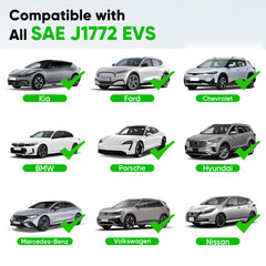 MEGEAR Level 1-2 J1772 EV Charger | 23Ft | 16 Amp | NEMA 6-20 Plug With Nema 5-15 Adapter